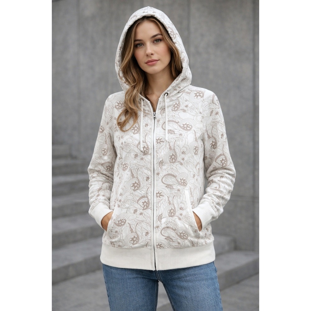 Vintage Old Navy Hoodie Womens Size M All Over Print Paisley Full Zip Y2K Cotton